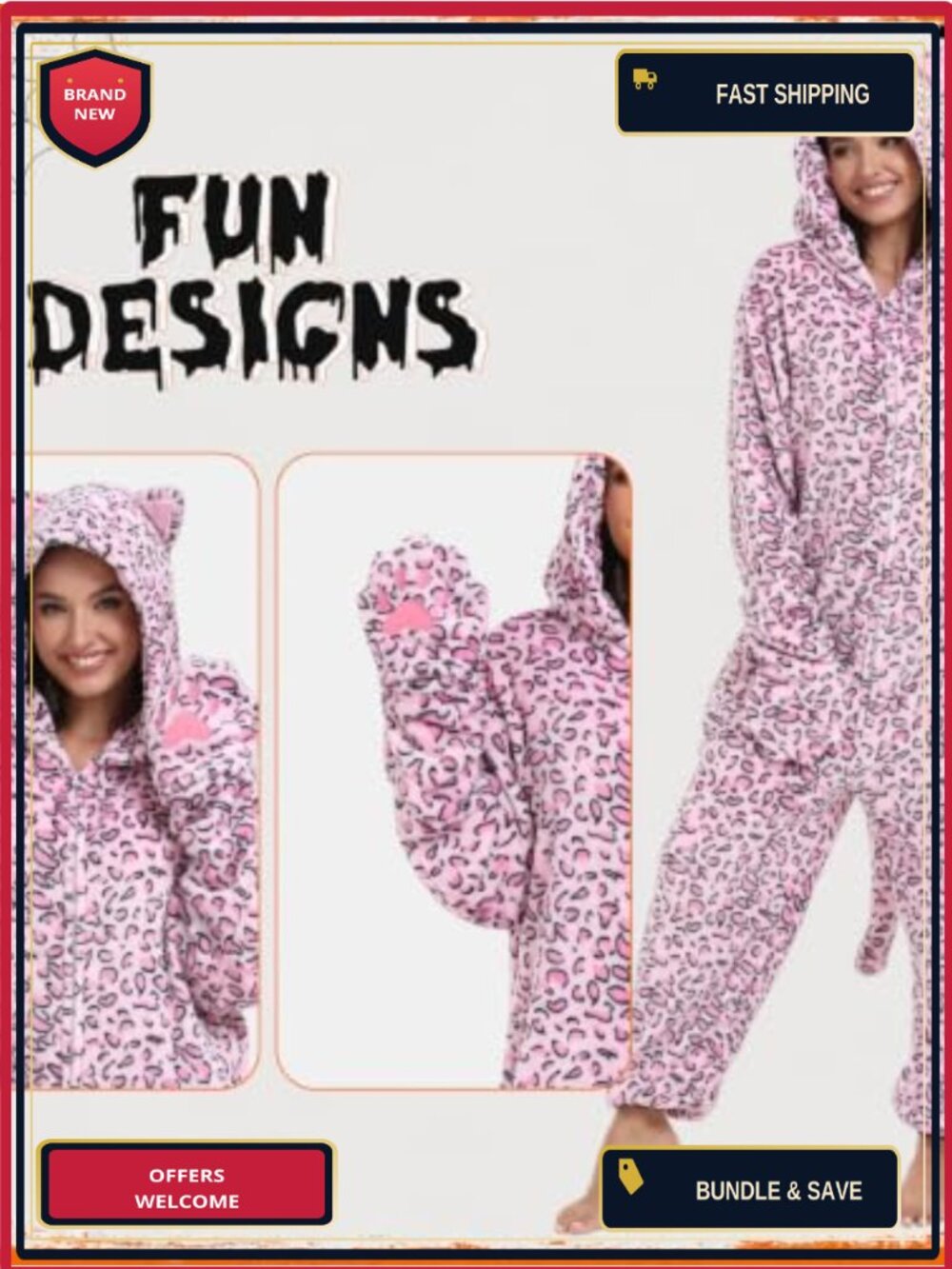 Adult Fleece Onesie Animal One Piece Pajama Halloween Cosplay Costume - Picture 4 of 5